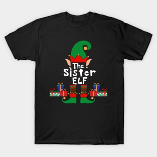 Funny Family Matching Christmas Sister Elf T-Shirt